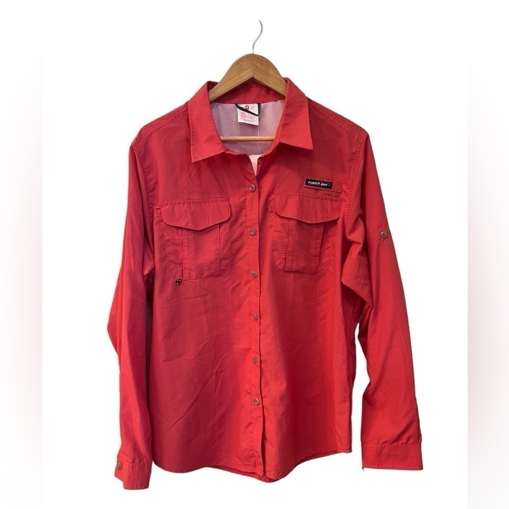 NWT Little Donkey Andy Vented UV Protectant Button Down Shirt- Size Large- Coral